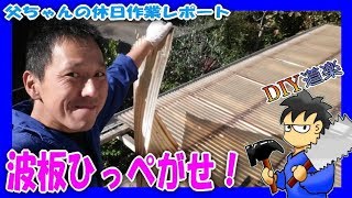 ②古い 波板 を取り外し （父ちゃんの日曜大工）縁側の屋根を張り替えたい （ 波板 張替え DIY リフォーム）