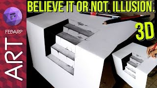 DRAWING 3D STAIRS - Super Easy (Amazing optical illusion) (Easy Drawings)