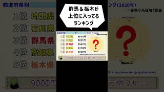 群馬と栃木が上位のランキングとは！？