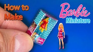 Mini Barbie doll Miniature with box. DIY How to make