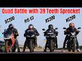 KTM RC200 with 39 teeth Sprocket vs RS200 BS7 vs Yamaha R15m vs NS200 Drag Race