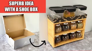 A Superb recycling idea with a Shoe Cardboard box/ DIY Organizer For Kitchen/  Cardboard box reuse