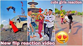 Reaction video 🥰 New flip reaction video🔥 flips in public girls reaction || reaction, Parkour