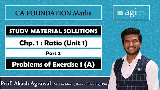 CA Foundation | Business Mathematics | Ratio | Exercise 1A | ICAI Study Material Solutions