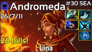 26 kills! Andromeda plays Lina!!! Dota 2 7.20