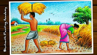 agriculture drawing of farmer working in the field