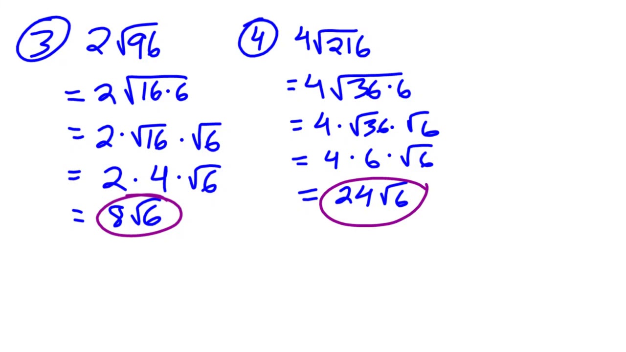 Algebra 2 - Simplifying Radicals - YouTube