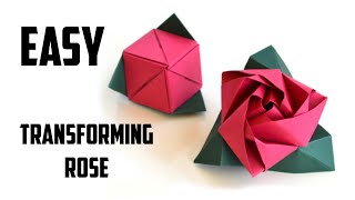 Origami TRANSFORMING Rose Cube (Valentine's Day). (Full HD)