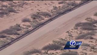 Sky 7 flies over existing border fence separating Mexico and New Mexico