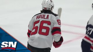 Devils' Erik Haula Scores Pinball-Style Goal After Peculiar Deflections