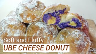 UBE CHEESE DONUT INSPIRED BY FILIPINO UBE CHEESE PANDESAL | NO BAKE BREAD | BREAD WITHOUT OVEN