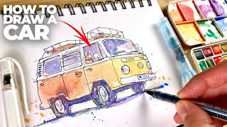 How to draw ANY car in perspective for beginners (2 TIPS you must know!)