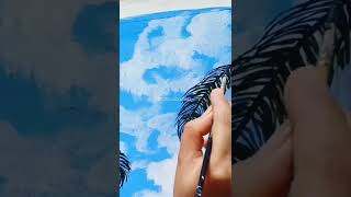 Blue Sky and clouds  Painting💙|| Easy acrylic painting for beginners|| #shorts #art #blue #sky