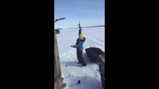 Caleigh first time catching smelts! Parsons Pond, Newfoundland