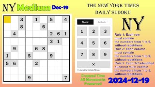 The New York Times Daily Sudoku 2024-12-19 Medium