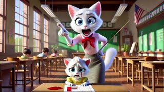 kitten Abused by Teacher Unfairly 😿 after failed Drawing 🖼 #ai #aimeowtale#aicat#cartoon #cat #cats