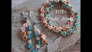 ＃ﾋﾞｰｽﾞ＃お花＃ﾋﾟｱｽ　　　　　　　　　　　　　　　　　　　　　　　　　　　　　　　　　　　　　　　　　　　　DIY#20【＃Beads jewelry】小花のﾁｪｰﾝで作るﾋﾟｱｽ♪～