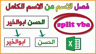 كيفية فصل الاسم الاول والثانى و الثالث من الاسم الكامل | Excel VBA Split