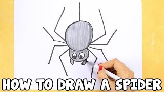 How to Draw a Spider - drawing tutorial for beginners or kids