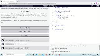 Challenge 13 - sum all primes - freecodecamp