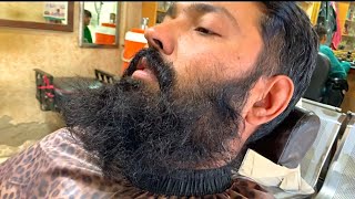 ASMR Curly Hard Beard - Amazing Beard Shave Transformation with Scissors and Trimmer - No Talking!!