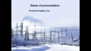 Snowcovered Power Line PowerPoint Template by PoweredTemplate.com