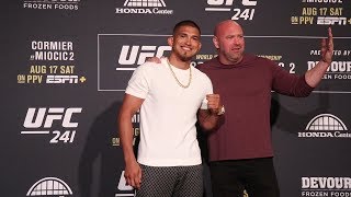 Anthony Pettis faces off by himself with a Nate Diaz no show | UFC 241 Media Day