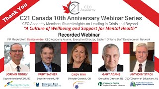 C21 Canada CEO Academy Webinar: Series 1 Episode 6: Mental Health and Wellbeing