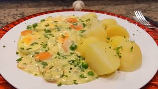 Egg fricassee with parsley potatoes - Inexpensive, delicious and quick to prepare