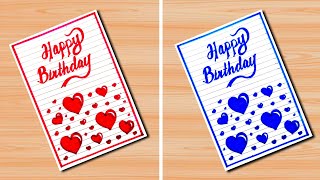 beautiful happy birthday greeting card design/ white paper birthday card making easy/birthday gift