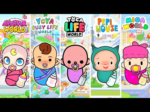 Toca Boca Baby vs Avatar World Baby vs Miga World Baby vs Pepi House Baby vs Yoya World Baby