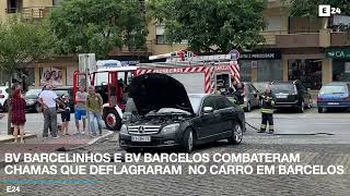 Incendio num carro em Barcelos em Arcozelo
