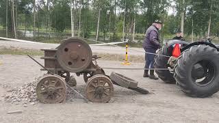 Mighty Valmet 23 tractor and old stone crusher machine