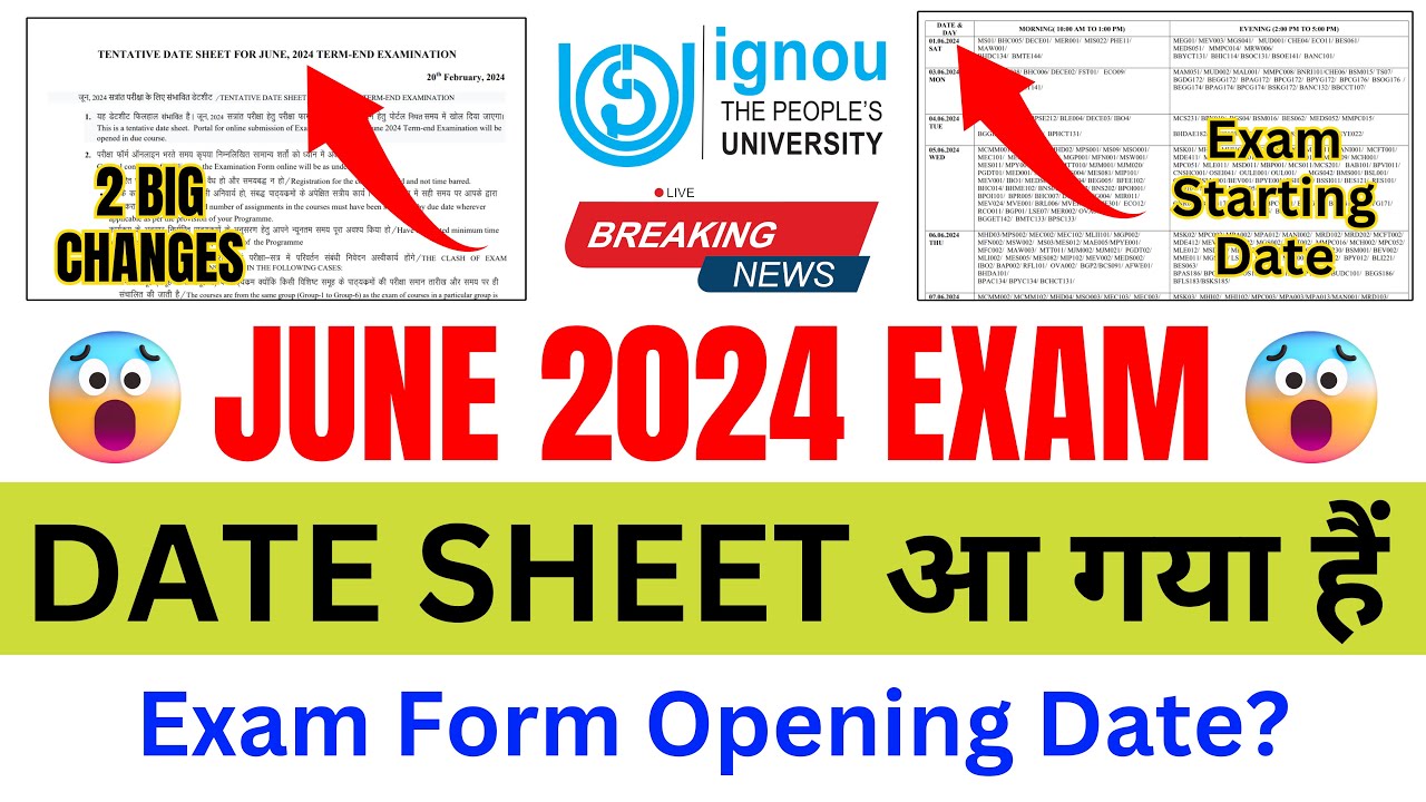 (Breaking News) IGNOU Released Exam Date Sheet For The June 2024 ...