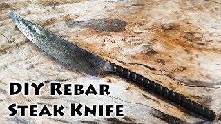 The World's Manliest Steak Knife Forged From Rebar- Post Apocalyptic Steak Knife