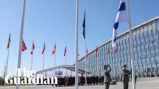 Finland flag raised at Nato HQ as country joins military alliance