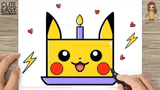 How to Draw a Cute Cake Pikachu - Easy Drawing and Coloring for Kids and Toddlers