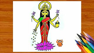 Laxmi Mata Drawing Easy|How To Draw Laxmi Mataji Step By Step For Beginners|Diwali Special Drawing