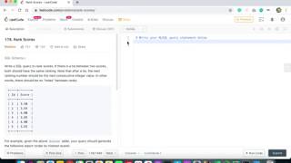 Rank Scores| Leetcode| Database| SQL