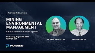 Mining Environmental Management: Parsons’ Best Practices Applied