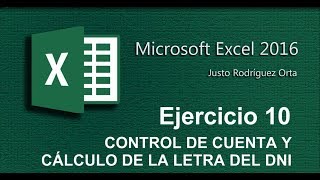 Excel Básico - Ejercicio 10 - Control de cuenta. Cálculo de letra de NIF