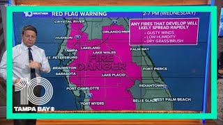 NWS issues a red flag warning for most of Tampa Bay area
