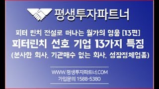 [평생투자파트너]  피터린치의 전설로떠나는 월가의영웅 [13편]  피터린치가 선호하는 기업 13가지특징(2)