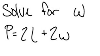 Equation: Solve for w: P = 2l + 2w