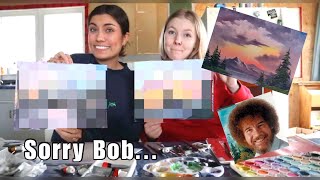 FOLLOWING A BOB ROSS PAINTING TUTORIAL *we tried*