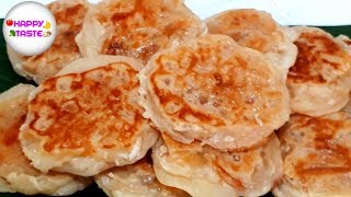 บ้าบิ่นมะพร้าวอ่อน Thai coconut pancake ขนมไทยทำง่ายๆด้วยกระทะเทฟล่อน | happytaste