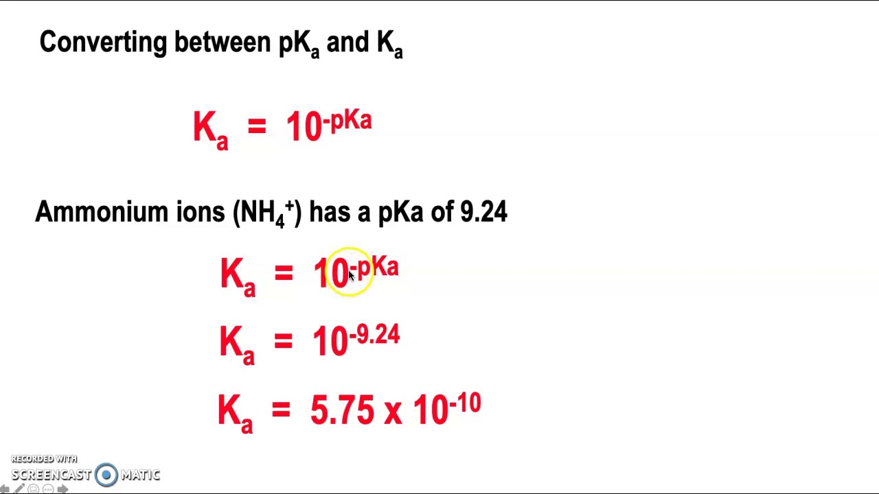 7. Converting Between PKa, Ka And Kb - YouTube