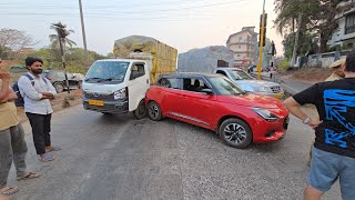 Accident At Peddem Junction Mapusa Between Car And Goods Carrier Vehicles.