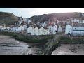 scenic coastal village aerial view at daytime