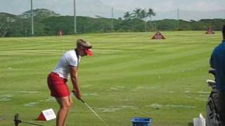 Angela Stanford at the range before her round at the HSBC Women's Champions 2010